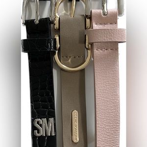 Steve Madden belt set. Black. Taupe. Blush. Skinny belts.